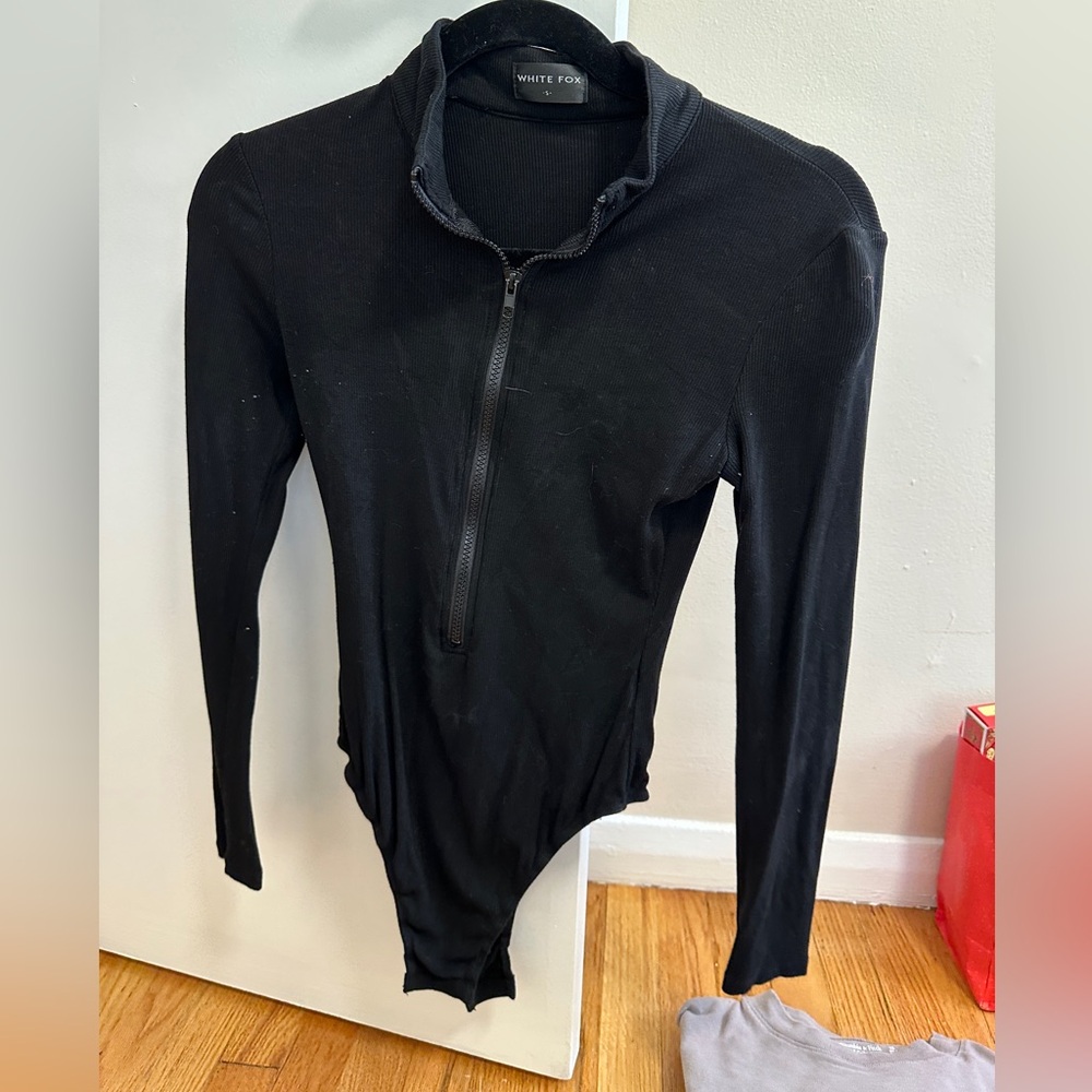 White fox Long Sleeve Bodysuit